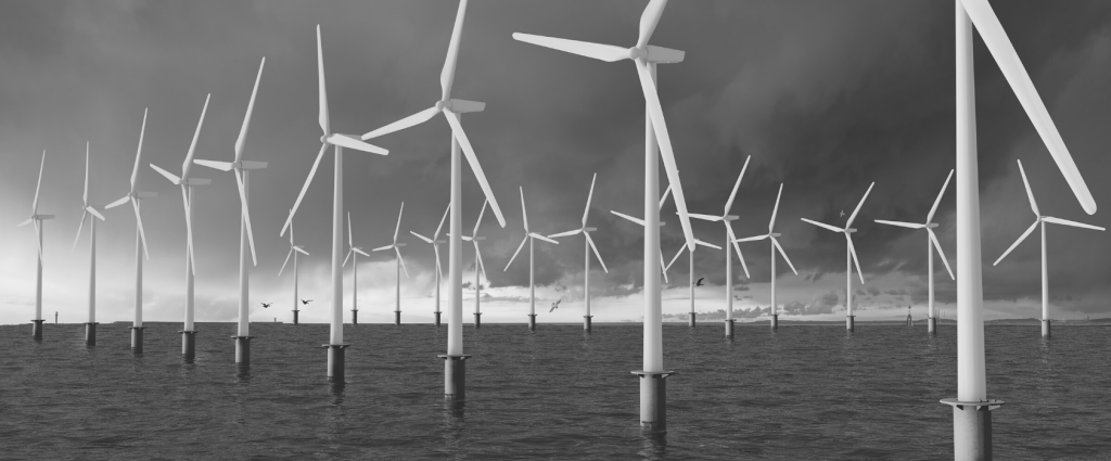 ISO 50001 Header B&W A group of wind turbines in the water