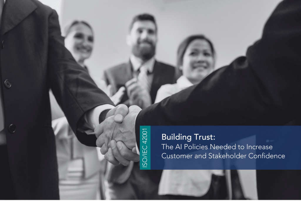 The AI policies needed to increase customer and stakeholder confidence MAIN A close-up of people shaking hands